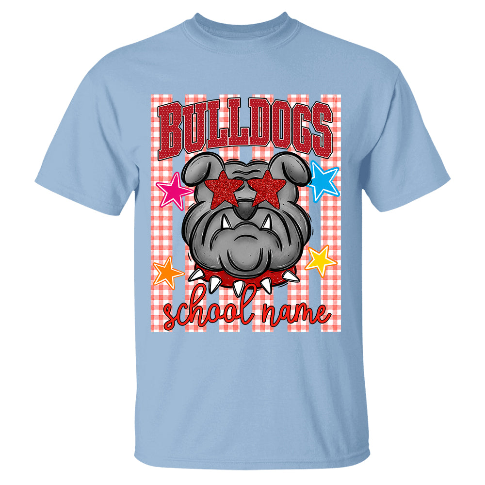 Personalized School School Spirit Mascot Striped Pattern T-Shirt For Teacher, Preppy Back To School, Gifts For Teacher Student MI209 TH23
