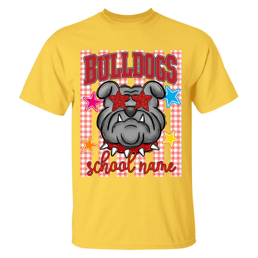 Personalized School School Spirit Mascot Striped Pattern T-Shirt For Teacher, Preppy Back To School, Gifts For Teacher Student MI209 TH23