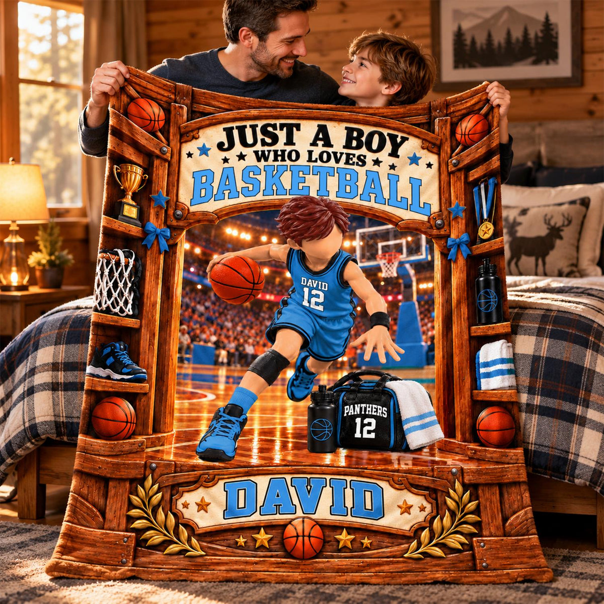 Just A Boy Who Loves Basketball Blanket, Personalized Basketball Blanket, Custom Name Basketball Gift, Gift for Basketball Na02 Hv01 KL07