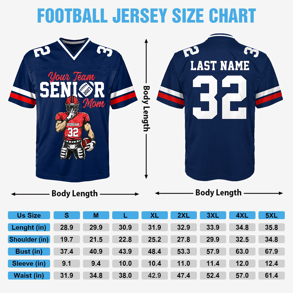Personalized Senior Mom Football Jersey, Custom Team Name & Player Number Shirt, Football Mom Senior Night Gift for Mom Na02 Hv01