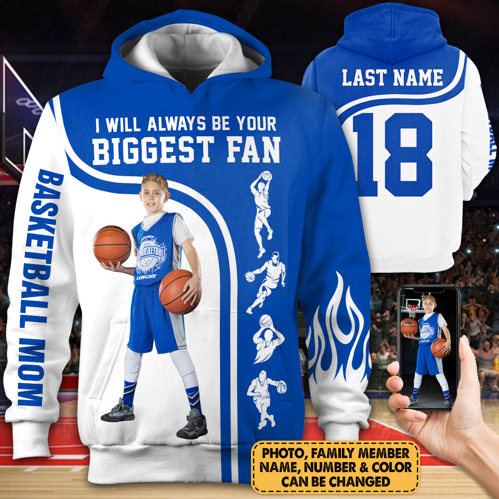 Personalized Shirt I Will Always Be Your Biggest Fan All Over Print Shirt For Basketball Dad Grandma Sport Family H2511