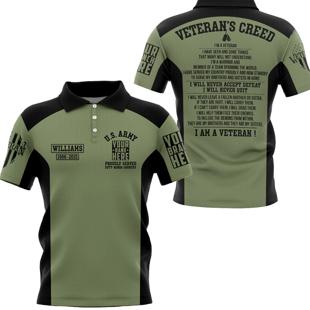 Veterans Creed I Am A Veteran I Have Seen And Done Things You May Not Understand Personalized All Over Print Shirt Hoodie For Veteran H2511