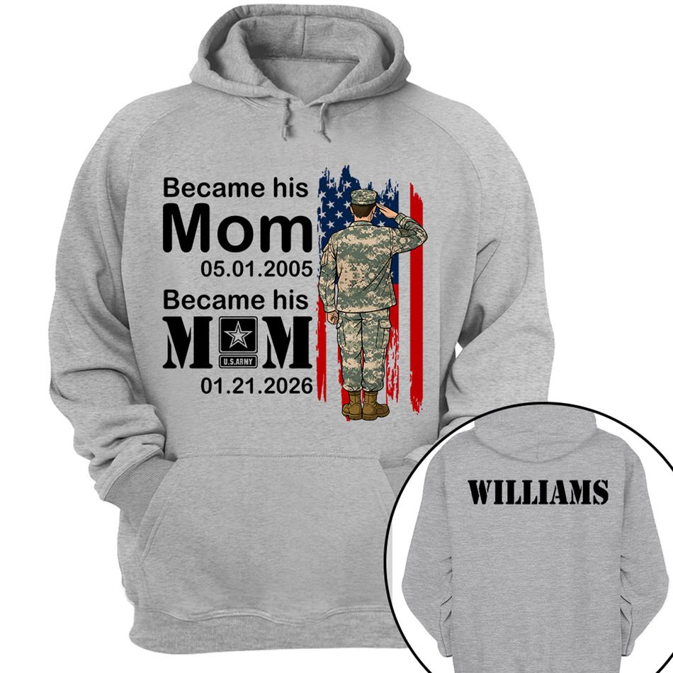 Became Army Mom Custom Date Anniversary Gift For Military Mom Dad Grandma Shirt , Army Training Graduation Date Shirt H2511 Trna