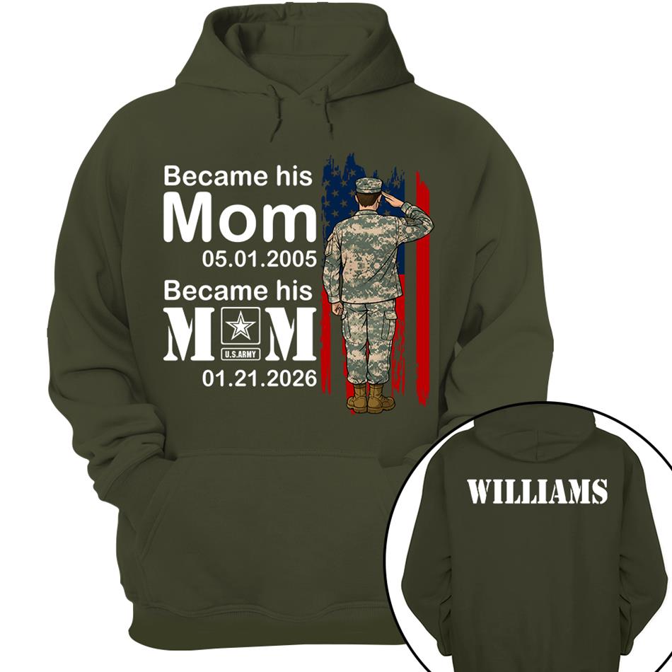 Became Army Mom Custom Date Anniversary Gift For Military Mom Dad Grandma Shirt , Army Training Graduation Date Shirt H2511 Trna