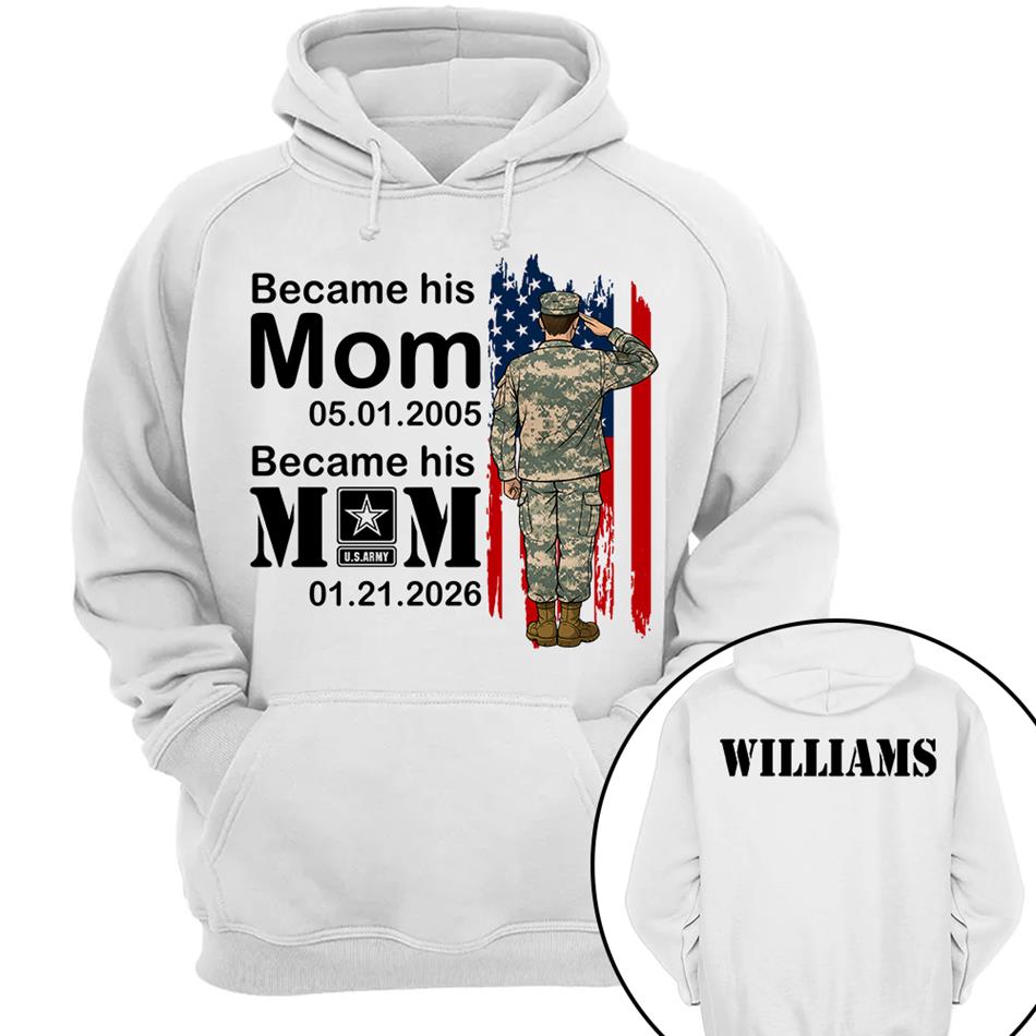 Became Army Mom Custom Date Anniversary Gift For Military Mom Dad Grandma Shirt , Army Training Graduation Date Shirt H2511 Trna