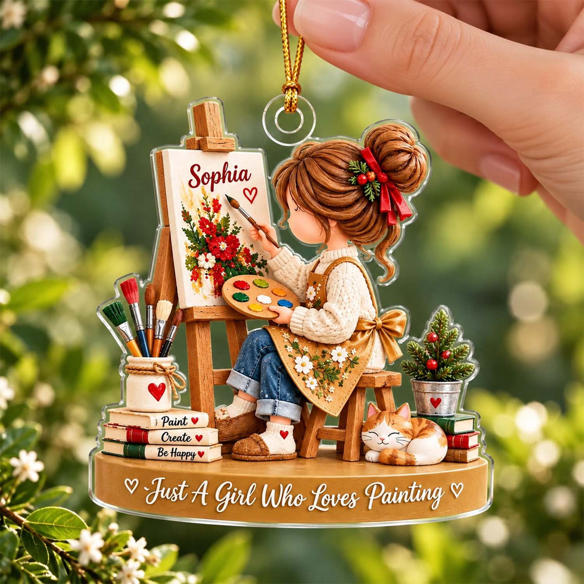 Personalized Artist Christmas Ornament, Girl Who Loves Painting Gift, Art Lover Gift Pt99
