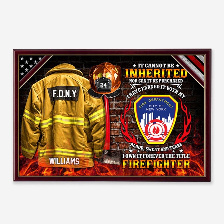 It Cannot Be Inherited Firefighter Armor Clothes And Helmet Custom Poster Canvas Gift For Firefighter H2511 Trna