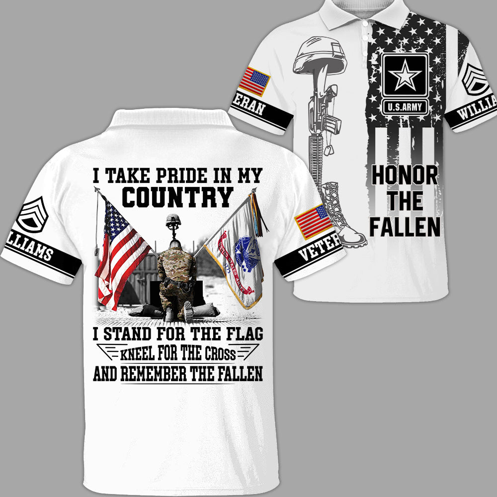 I Take Pride In My Coutry I Stand For The Flag Kneel For The Cross And Remember The Fallen Custom All Over Print Shirt For Veteran H2511