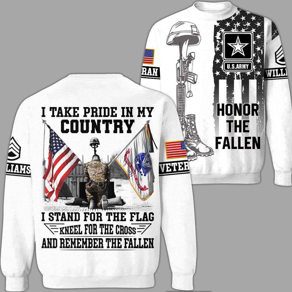 I Take Pride In My Coutry I Stand For The Flag Kneel For The Cross And Remember The Fallen Custom All Over Print Shirt For Veteran H2511