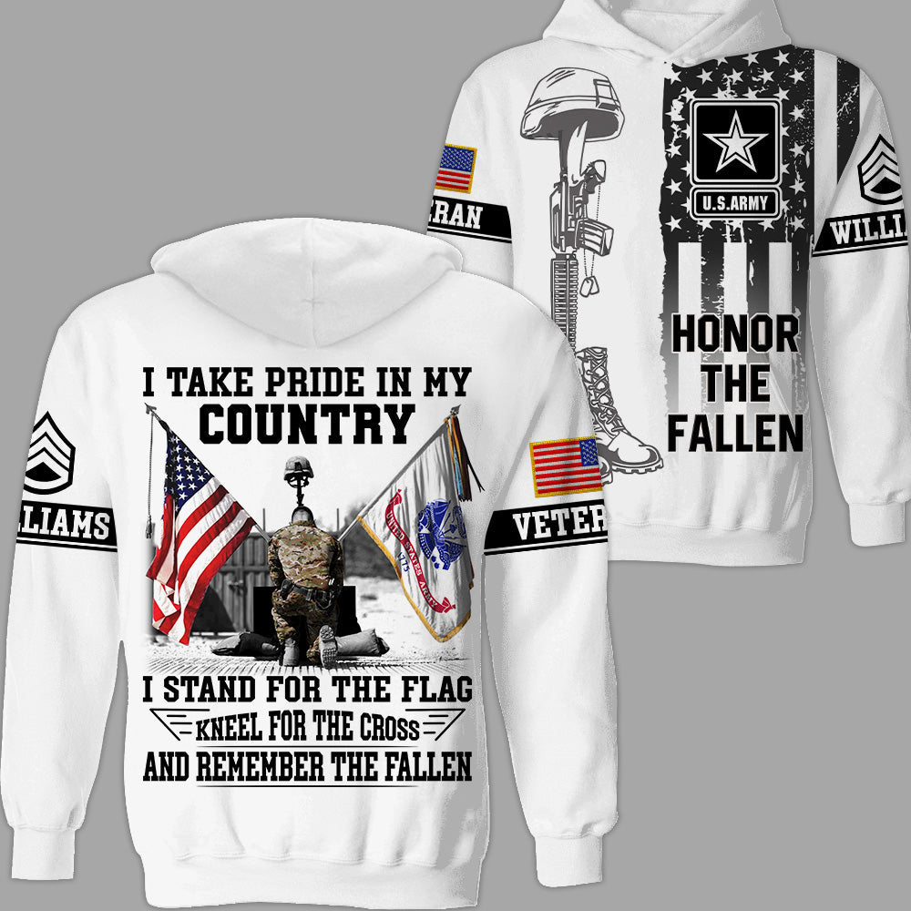 I Take Pride In My Coutry I Stand For The Flag Kneel For The Cross And Remember The Fallen Custom All Over Print Shirt For Veteran H2511