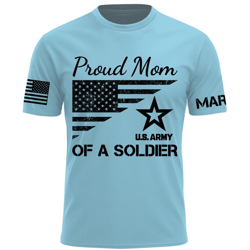 Proud Mom Of A Soldier Custom Shirt For US Military Family Mom Dad Grandma Sister Shirt Military Family Day Shirt H2511 Trna