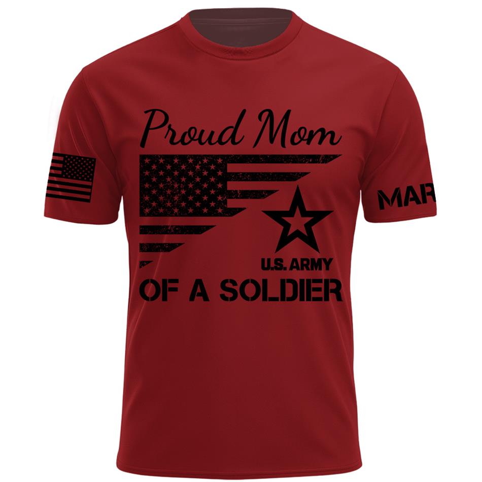Proud Mom Of A Soldier Custom Shirt For US Military Family Mom Dad Grandma Sister Shirt Military Family Day Shirt H2511 Trna