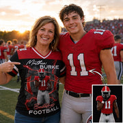 Personalized Football Family Jersey Shirt with Custom Player Photo, Name & Number – Game Day Gift for Mom Dad Family