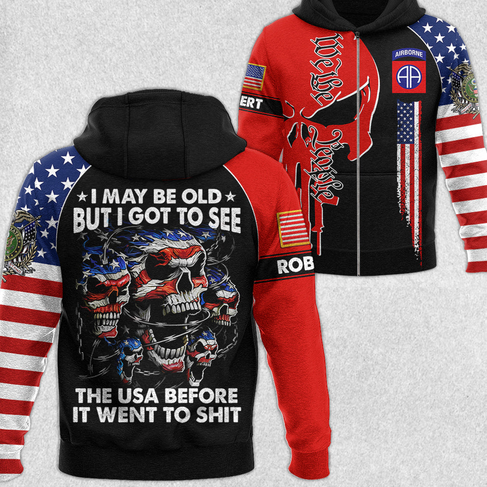 I May Be Old But I Git To See The USA Skull All Over Print Shirt For Veteran H2511