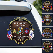 Custom Division Rank Year Of Service Car Decal For Veteran Dad Grandpa Military Retired Gift H2511 Trna