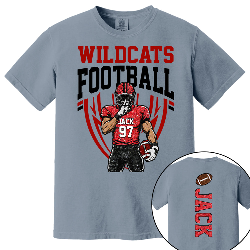 Custom Football Team Name & Number Shirt Football Mom Shirt Football Team Shirt Game Day Shirt Gift for Mom High School Football Cheer Shirt Vr2