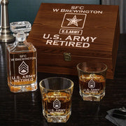 Custom All Branches US Veteran Whiskey Decanter Set Gift for Veteran Military Retirement H2511