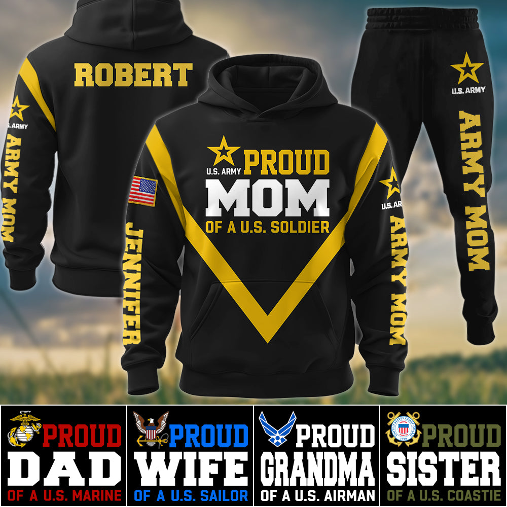 Proud Mom Of A US Soldier Custom All Over Print Shirt Pant Hoodie Gift For US Military Mom Dad Graduation Day Proud Shirt H2511 Trna
