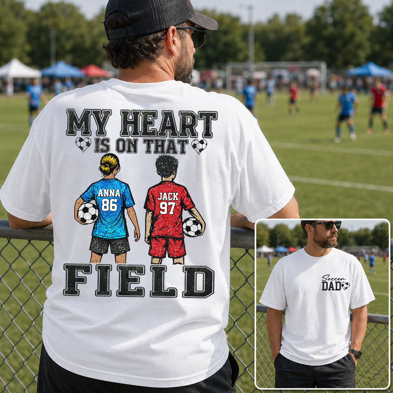My Heart Is On That Field , Personalized Kids Name Number Soccer Shirt, Game Day Mom Gift Na02 T24