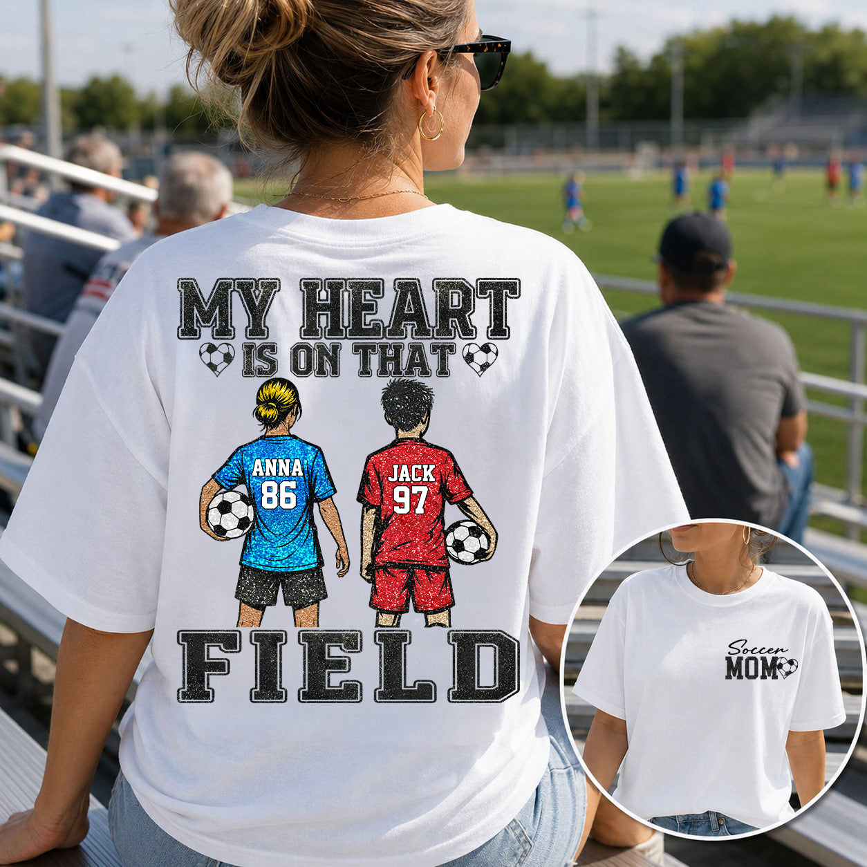 My Heart Is On That Field , Personalized Kids Name Number Soccer Shirt, Game Day Mom Gift Na02 T24