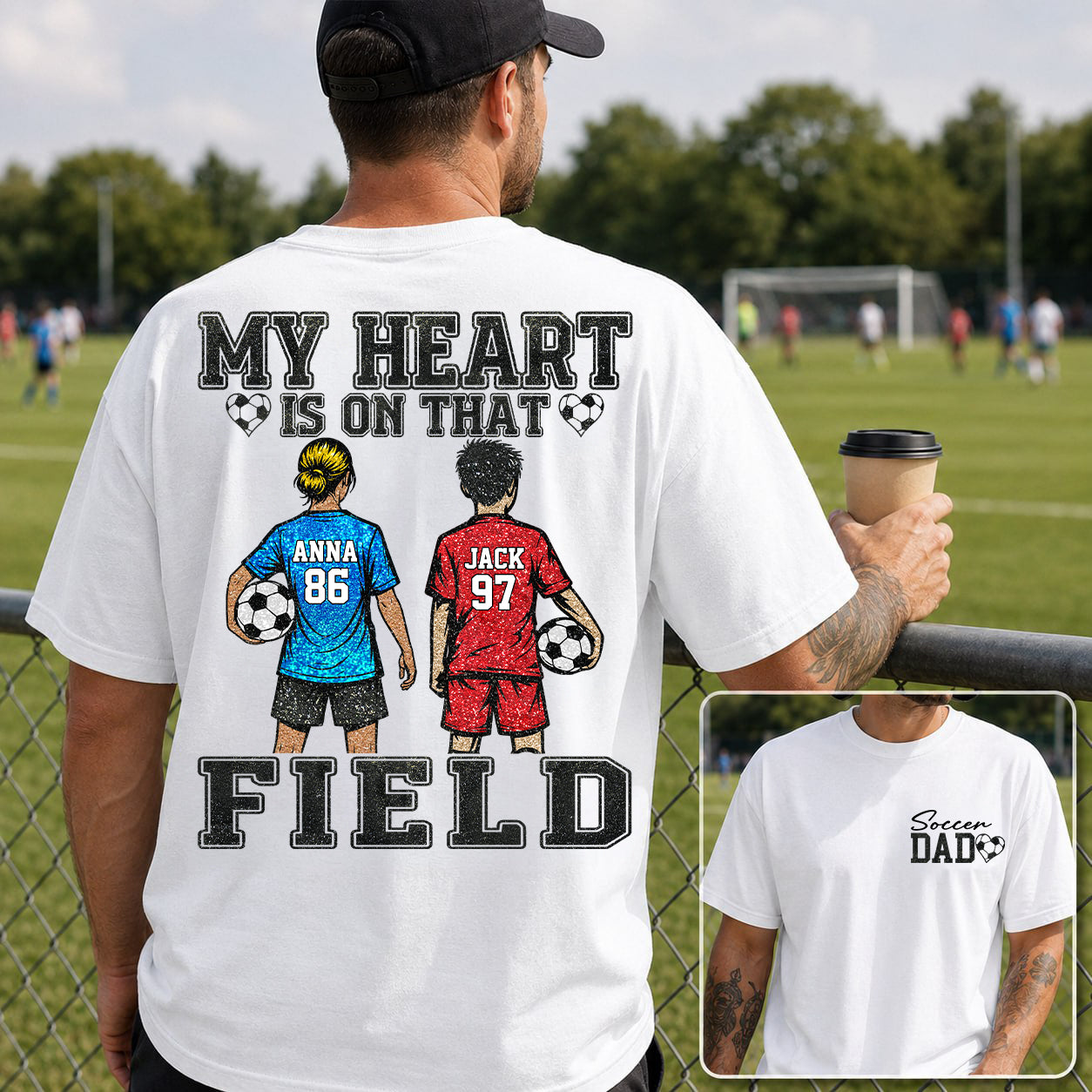 My Heart Is On That Field , Personalized Kids Name Number Soccer Shirt, Game Day Mom Gift Na02 T24