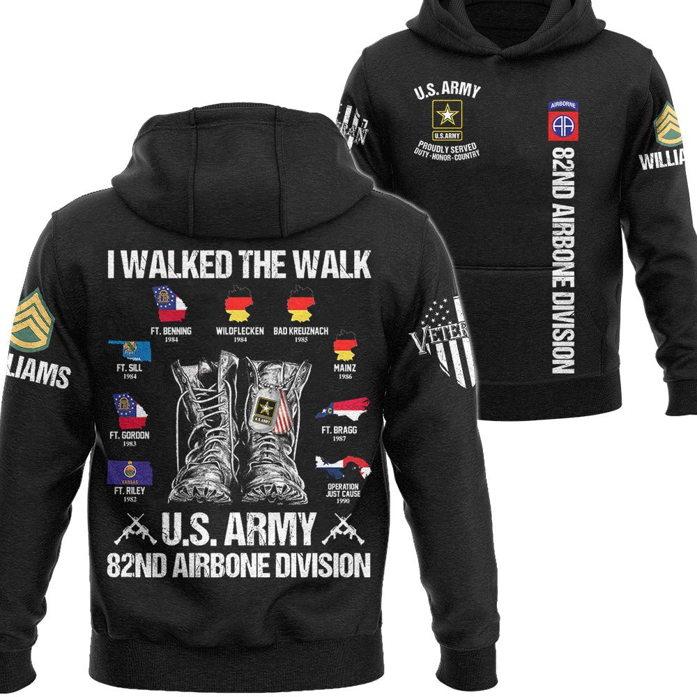 I Walked The Walk US All Military Branch Veteran Custom Location Shirt For Veteran Retirement H2511