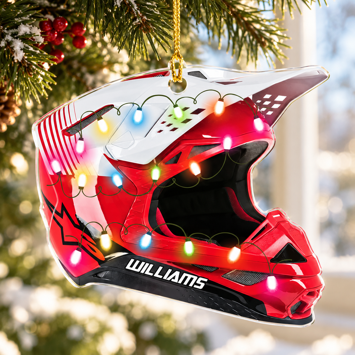 Personalized Ornament Motocross Hemlet Custom Shaped Ornament, Made By Acrylic And The 2 Sides Are The Same H2511