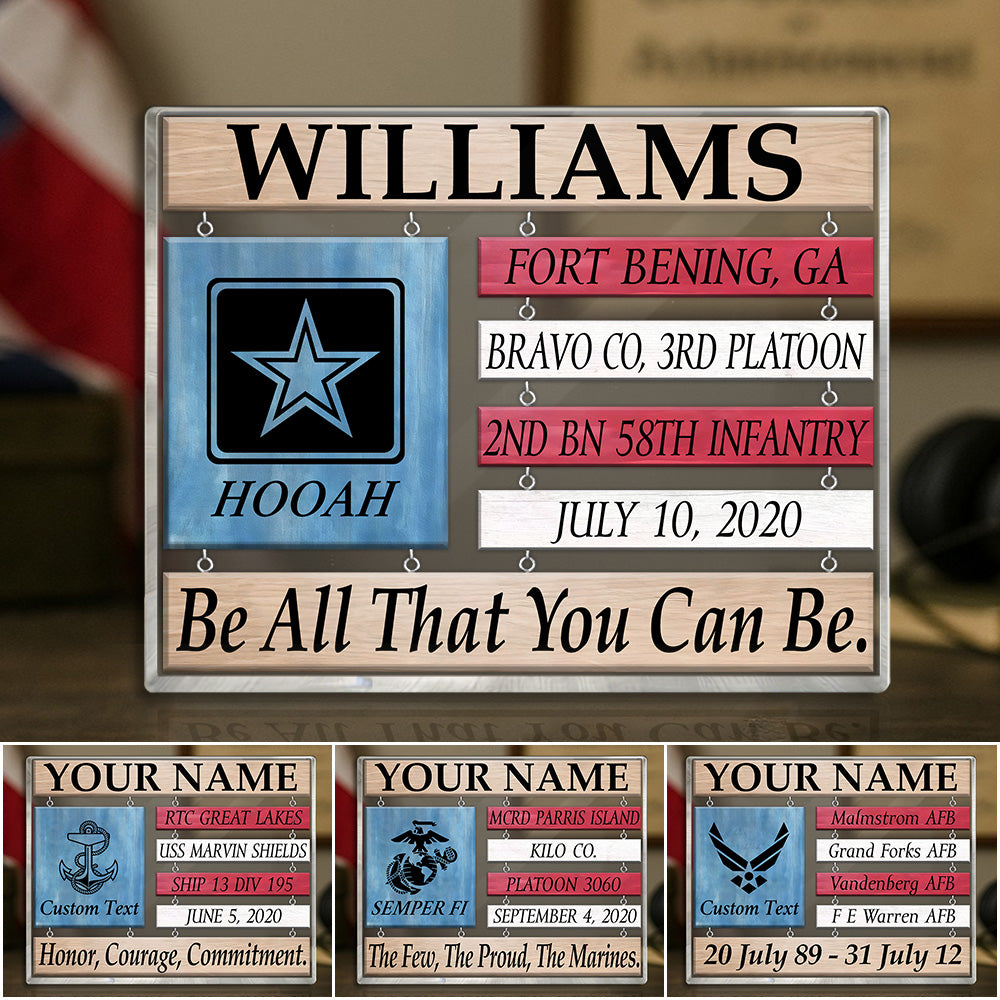 US Army Graduation Sign Armed Forces Boot Camp Custom Acrylic Plaque Gift For Soldier Veteran H2511 Trna