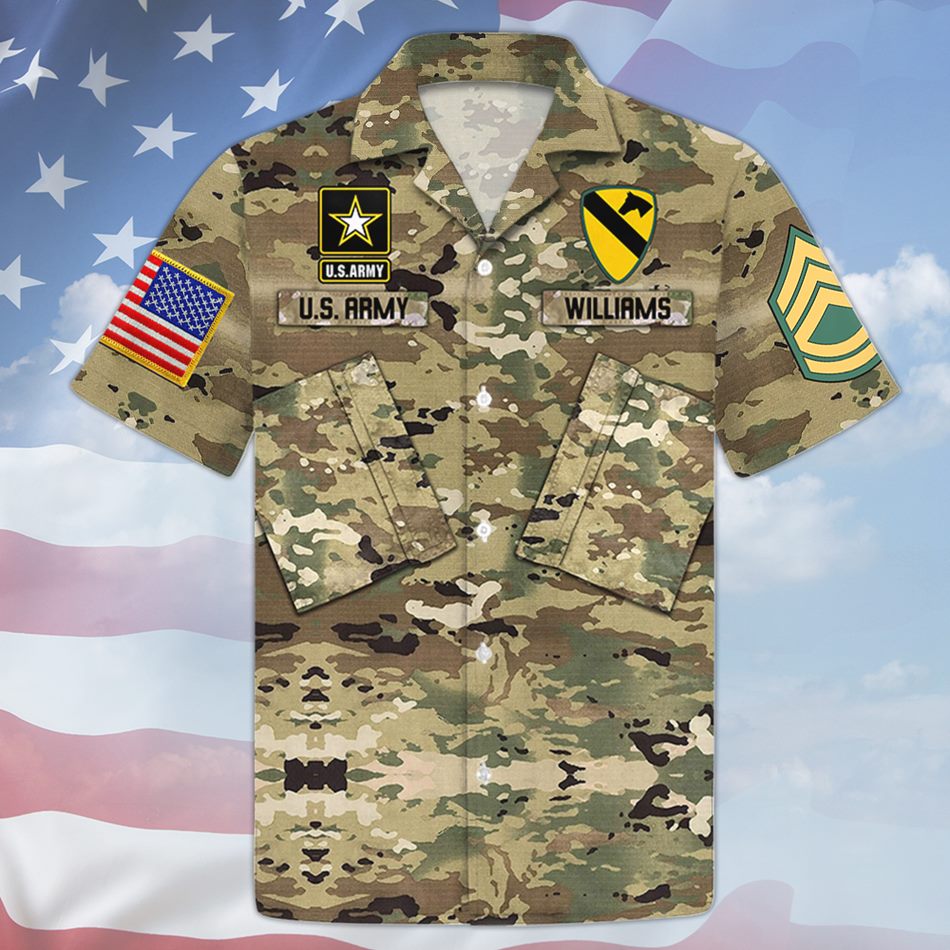Premium Personalized US Veterans Hawaii Shirt Custom Camouflage Uniform Gift For Veteran Vacation Beach Shirt H2511 Trna