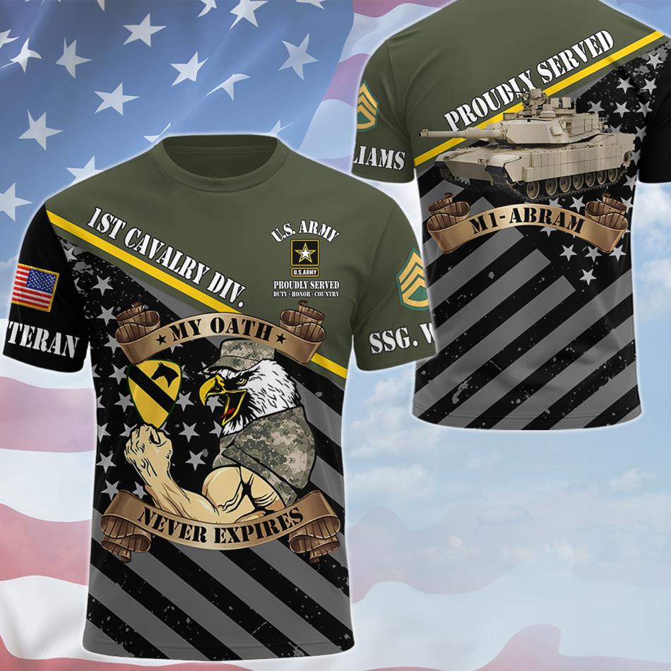 Proudly Served Bald Eagle Soldier Personalized Military Veteran Equipment All Over Print Shirt Custom Vehicle, Aircraft, Naval Vessels Gift For Veteran H2511 Trna