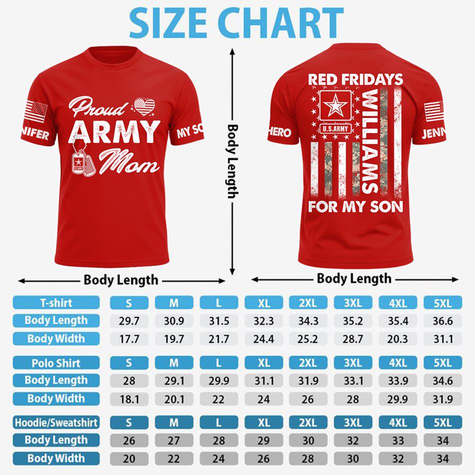 Red Fridays For My Son Proud Army Mom Dad Custom All Over Print Shirt Hoodie For US Military Family Member Support Our Troops Shirt H2511