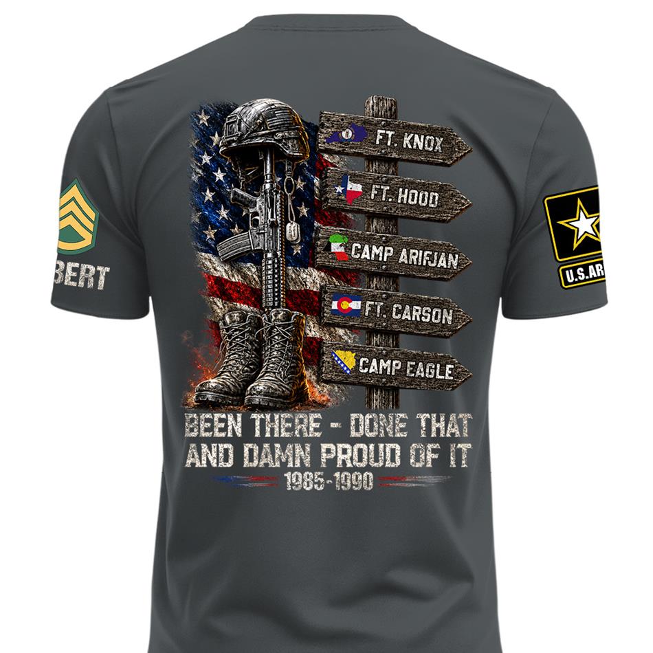 Been There Done That And Damn Proud Of It Personalized Branch, Rank, and Locations Shirt H2511 Trna