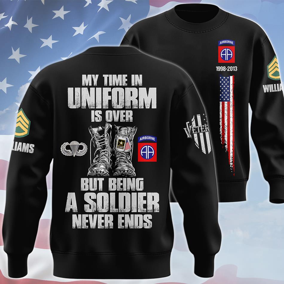 My Time In Uniform Is Over But Being A Soldier Never Ends Custom Leather Jacket For Soldier Veterans H2511 Trna