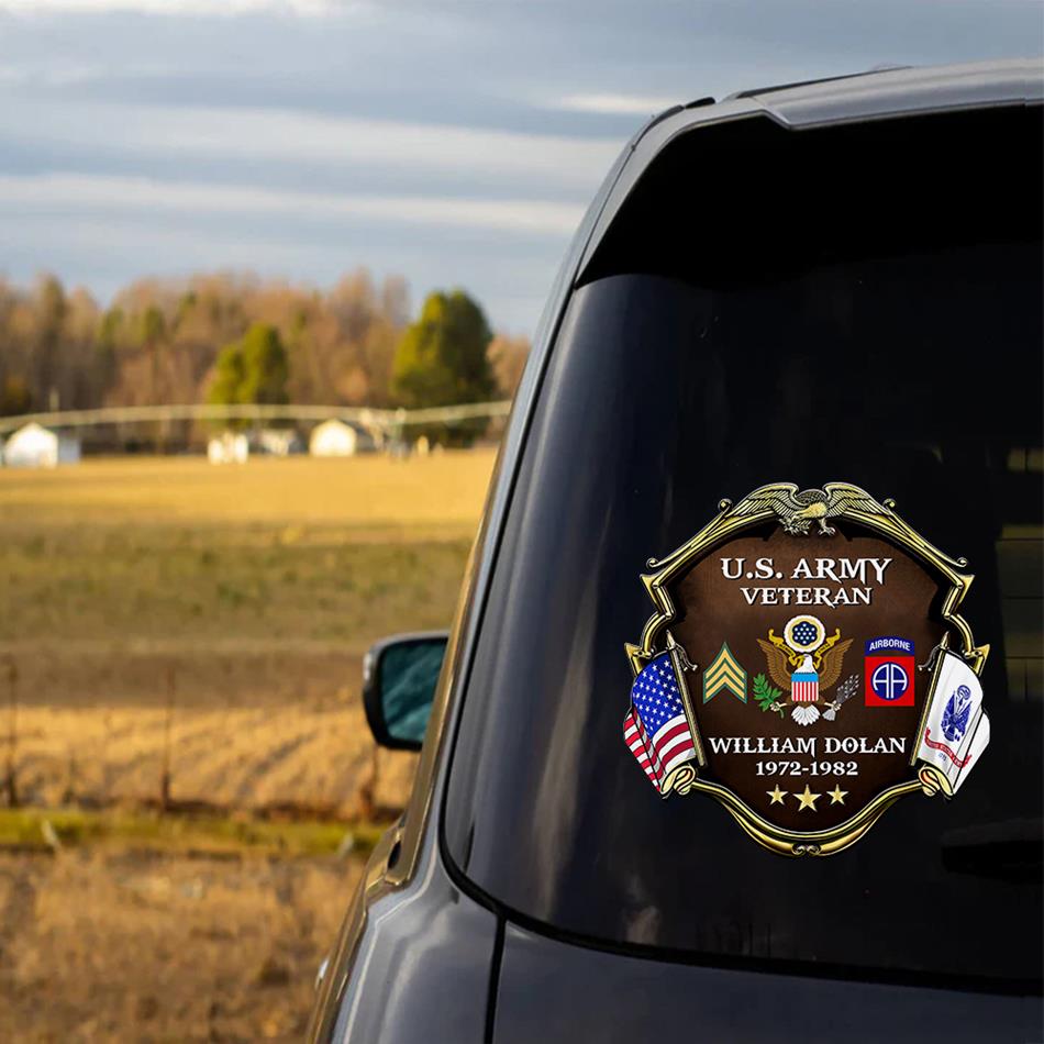 Custom Division Rank Year Of Service Car Decal For Veteran Dad Grandpa Military Retired Gift H2511 Trna