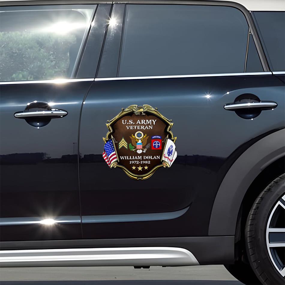 Custom Division Rank Year Of Service Car Decal For Veteran Dad Grandpa Military Retired Gift H2511 Trna