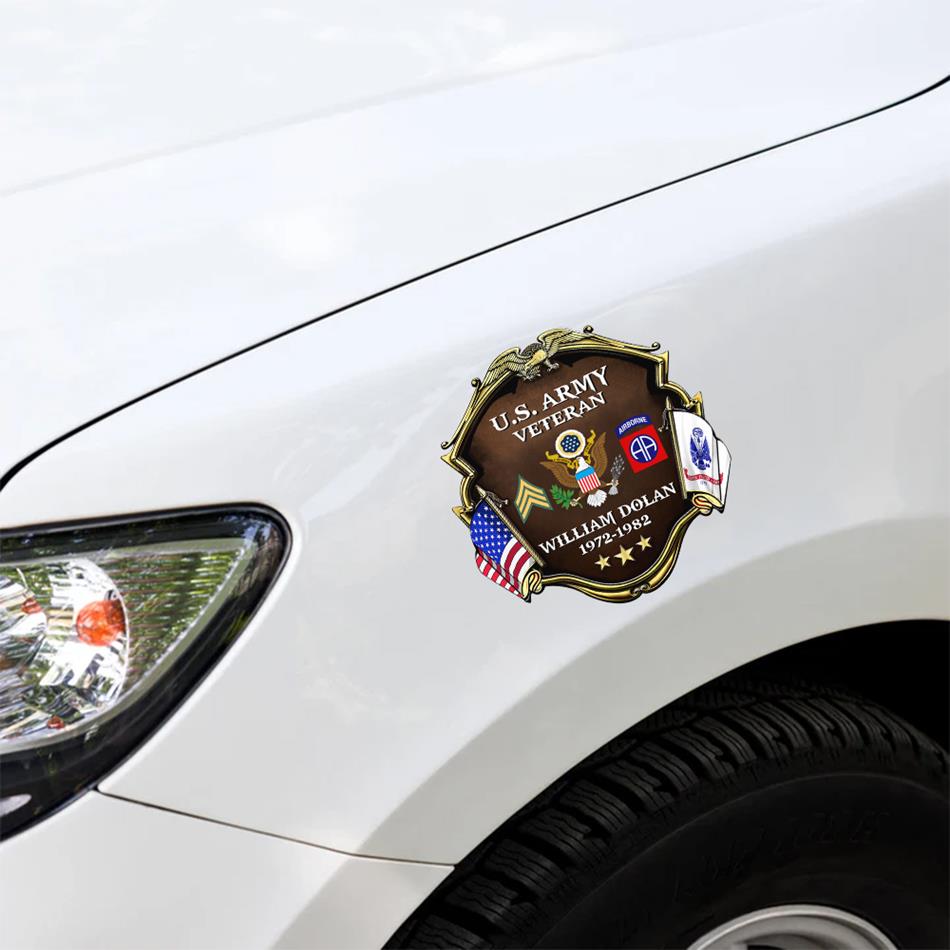 Custom Division Rank Year Of Service Car Decal For Veteran Dad Grandpa Military Retired Gift H2511 Trna