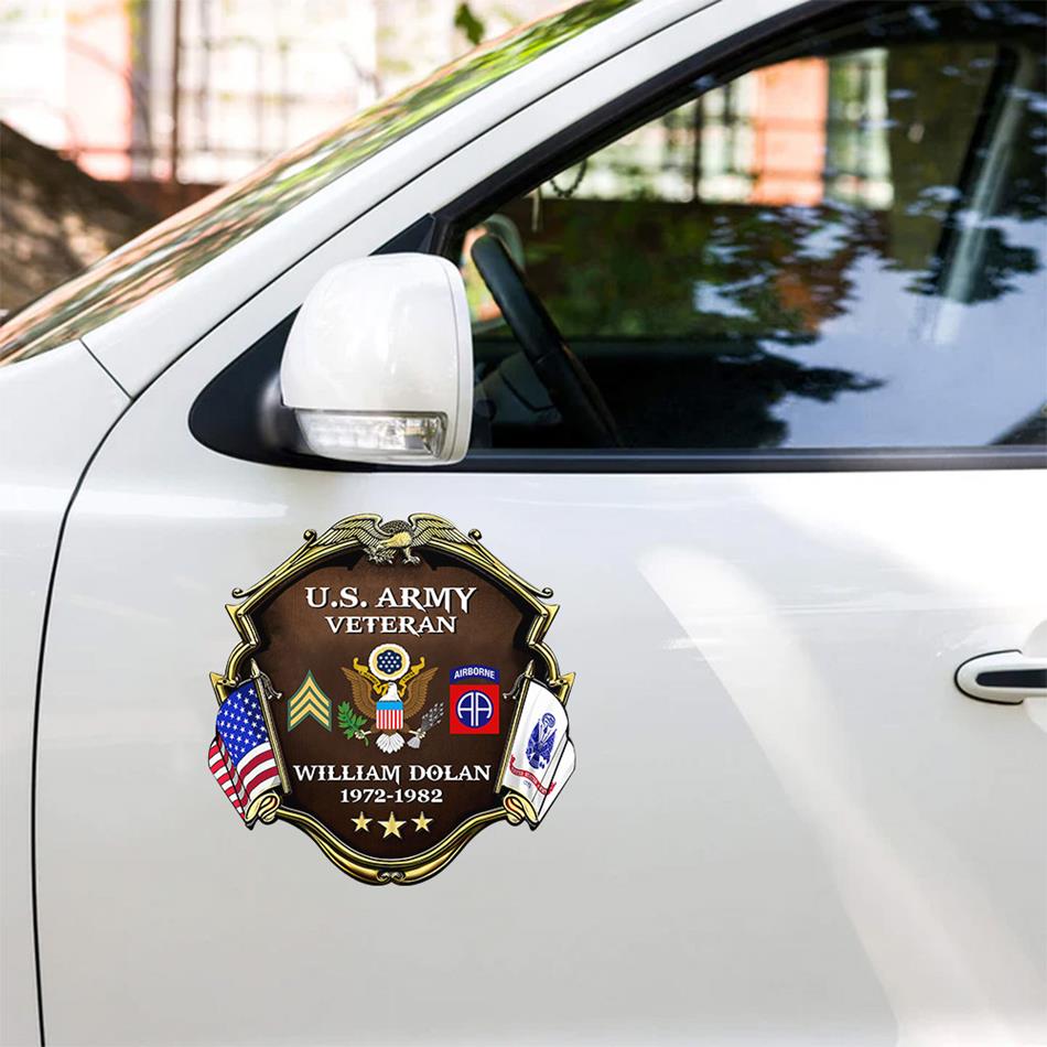 Custom Division Rank Year Of Service Car Decal For Veteran Dad Grandpa Military Retired Gift H2511 Trna