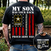 My Son Has Your Back Proud Army Dad Custom Shirt For Proud Military Army Mom Dad Family Shirt H2511 Trna
