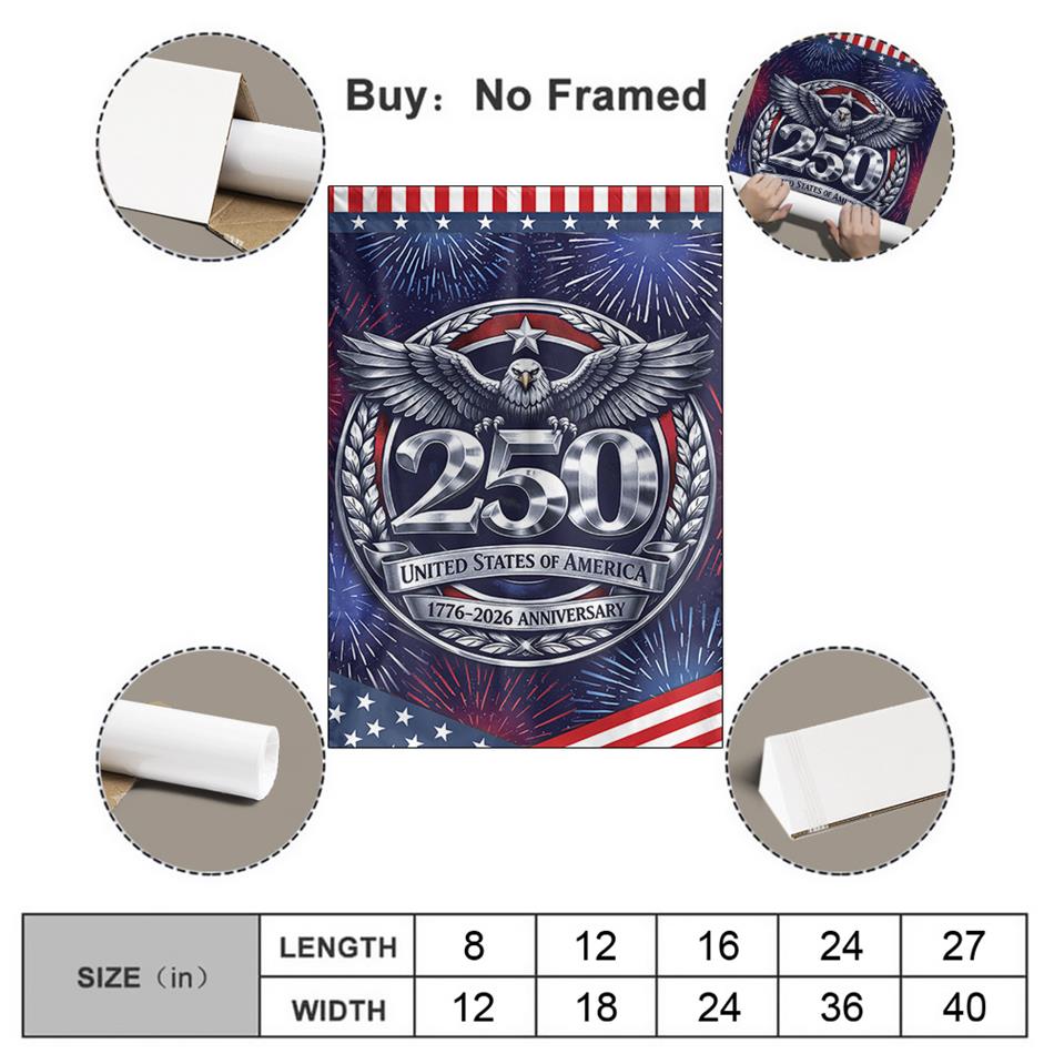 USA 250th Anniversary Of Freedom 1776-2026 250th Anniversary Semiquincentennial House Flag Vr2 H2511 Trna
