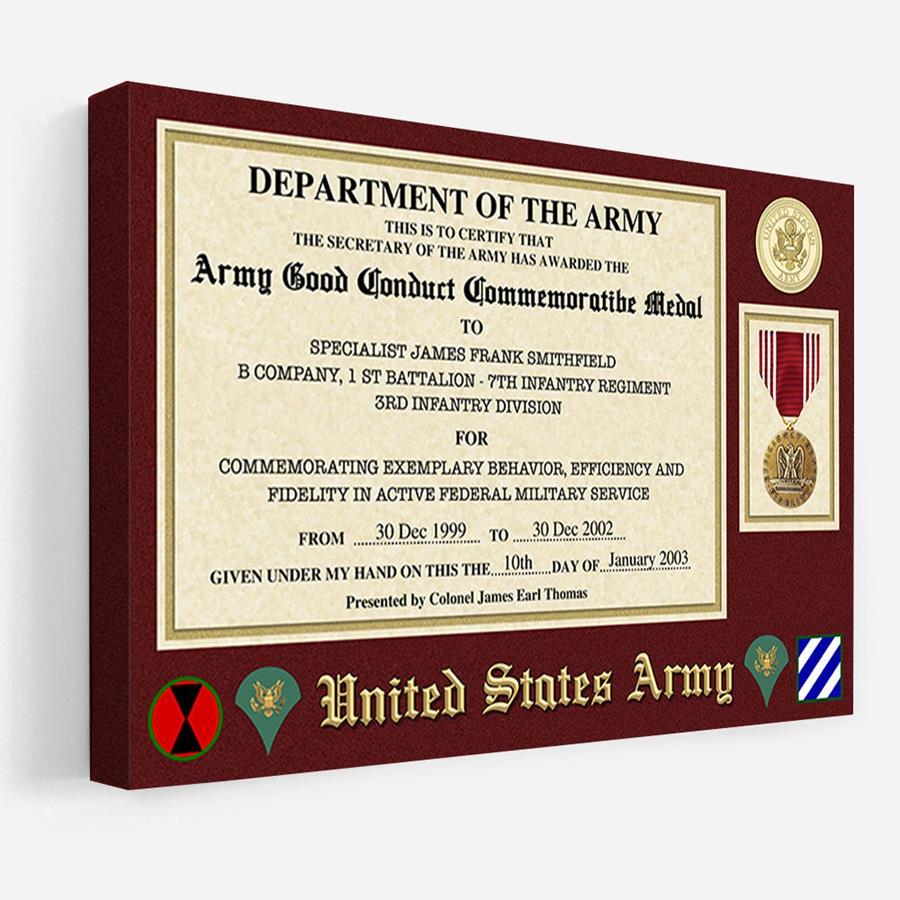 Custom Print Poster Canvas US Military Medal Certificate, Replacement Award Certificate Gift For Soldier Veteran H2511 Trna