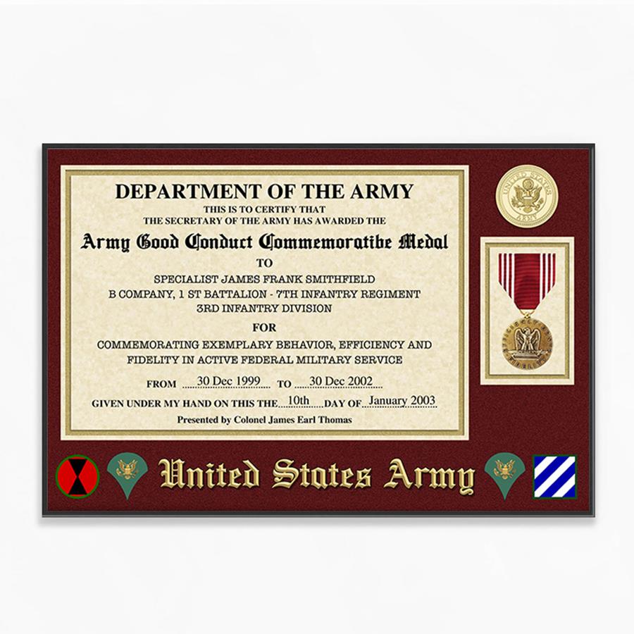 Custom Print Poster Canvas US Military Medal Certificate, Replacement Award Certificate Gift For Soldier Veteran H2511 Trna