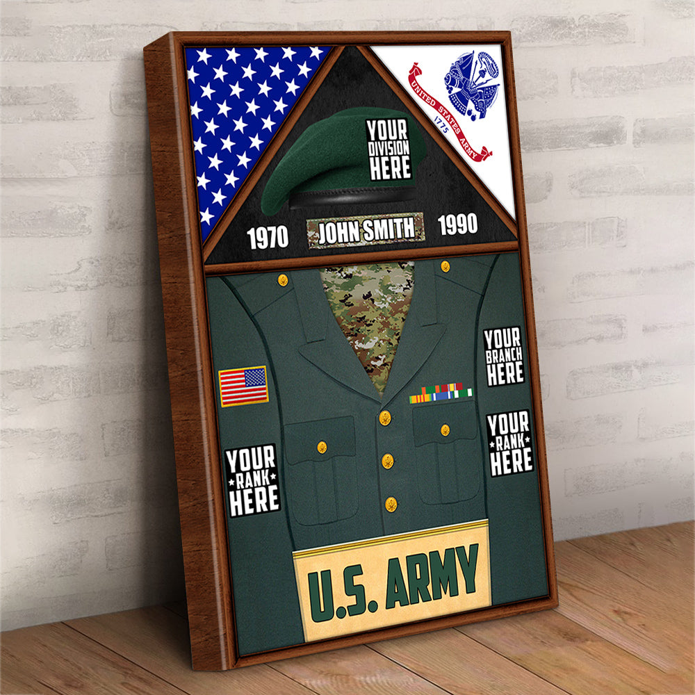 Personalized Gift For Military Veteran Dad Grandpa Veteran Custom Uniform Rank Name Division Image Veteran Poster Canvas H2511
