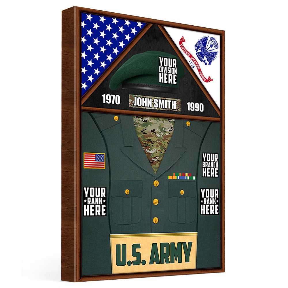 Personalized Gift For Military Veteran Dad Grandpa Veteran Custom Uniform Rank Name Division Image Veteran Poster Canvas H2511
