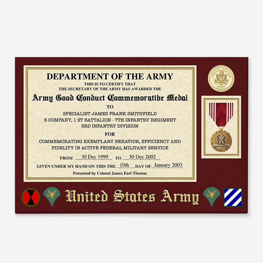 Custom Print Poster Canvas US Military Medal Certificate, Replacement Award Certificate Gift For Soldier Veteran H2511 Trna