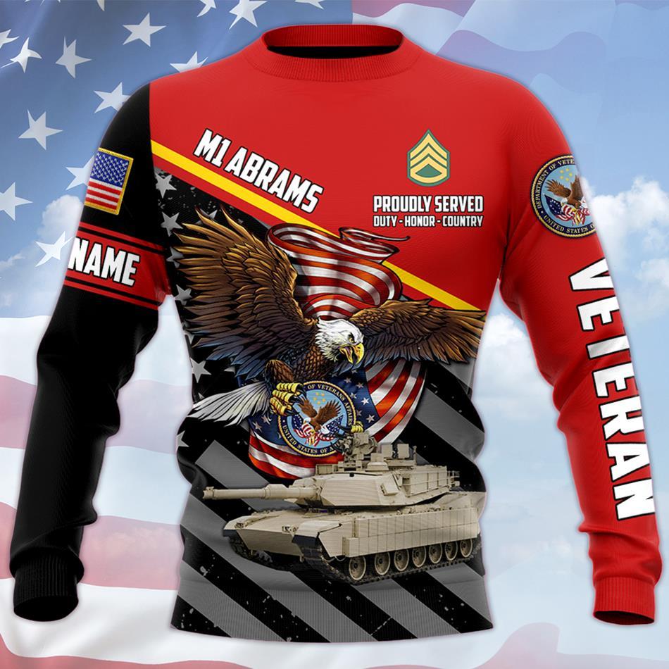 Proudly Served Duty Honor Country Eagle Military Vehicle Personalized All Over Print Shirt For Veterans H2511 Trna