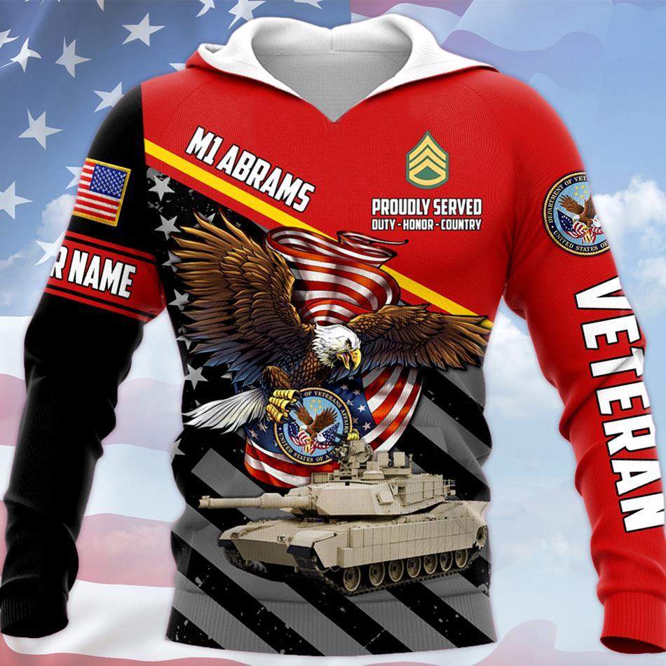 Proudly Served Duty Honor Country Eagle Military Vehicle Personalized All Over Print Shirt For Veterans H2511 Trna
