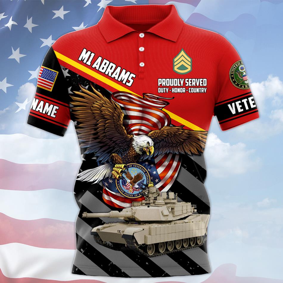 Proudly Served Duty Honor Country Eagle Military Vehicle Personalized All Over Print Shirt For Veterans H2511 Trna