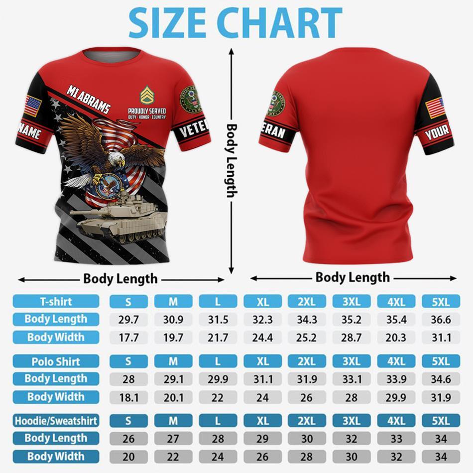 Proudly Served Duty Honor Country Eagle Military Vehicle Personalized All Over Print Shirt For Veterans H2511 Trna