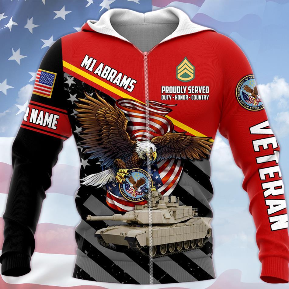 Proudly Served Duty Honor Country Eagle Military Vehicle Personalized All Over Print Shirt For Veterans H2511 Trna