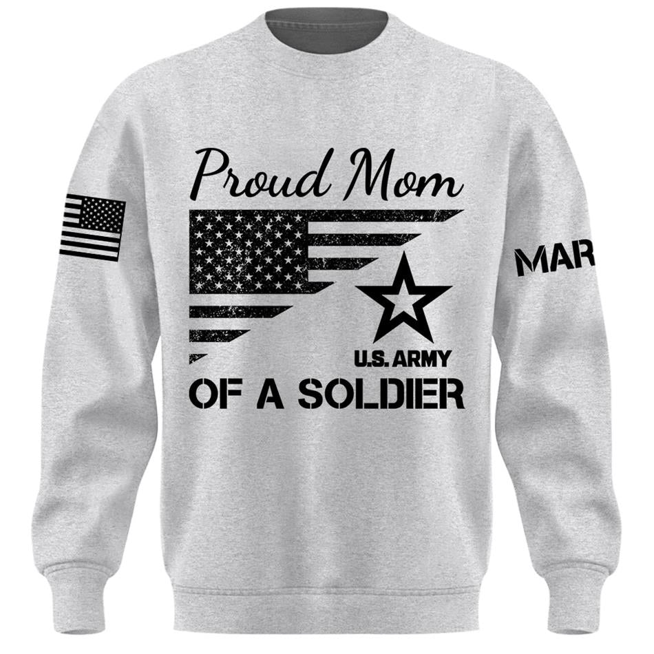 Proud Mom Of A Soldier Custom Shirt For US Military Family Mom Dad Grandma Sister Shirt Military Family Day Shirt H2511 Trna